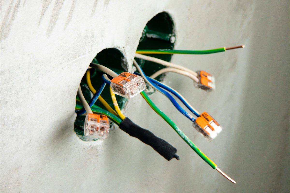 New wiring at a back box during a rewire